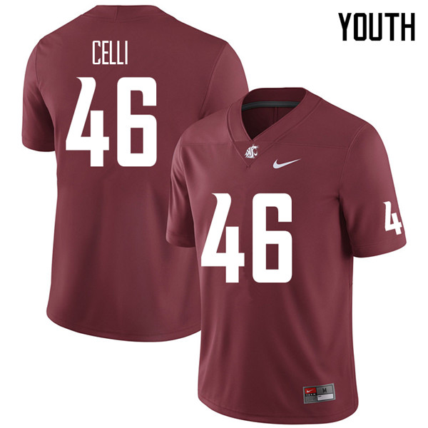 Youth #46 Kyle Celli Washington State Cougars College Football Jerseys Sale-Crimson